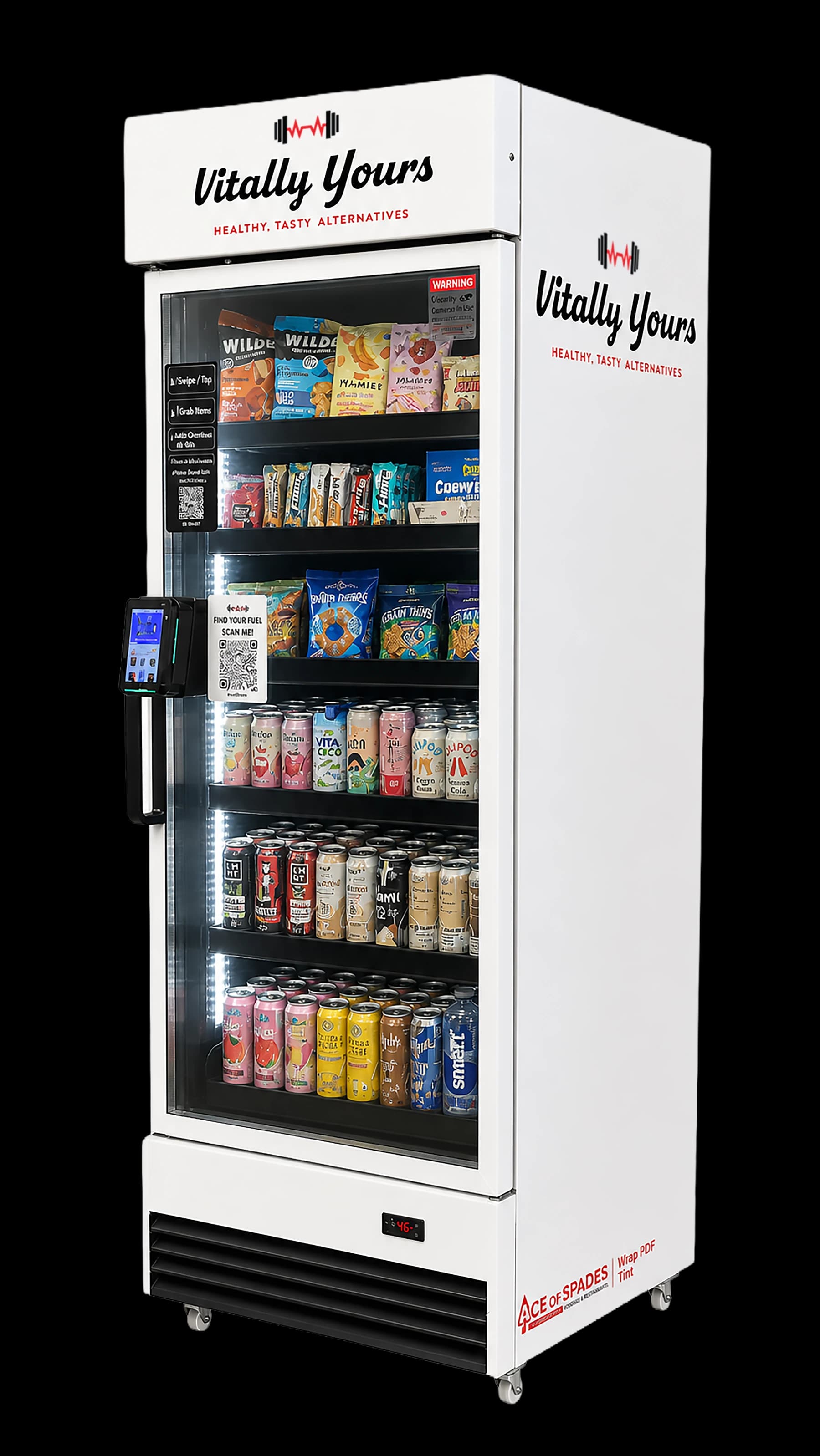 Vitally Yours branded smart vending machine stocked with better-for-you snacks and drinks